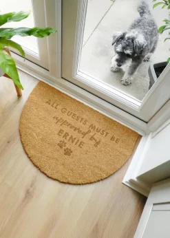 Personalised Memento Company Approved By The Pet Brown Half Moon Indoor Doormat