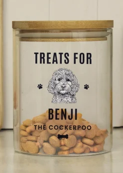 Personalised Memento Company Cockapoo Clear Glass Treat Jar
