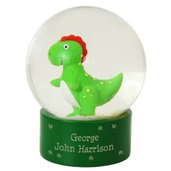 Personalised Memento Company Green Message Dinosaur Glitter Snow Globe