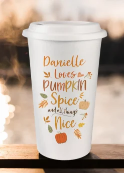 Personalised Memento Company White Pumpkin Spice Travel Mug