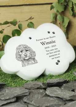 Personalised Memento Company Cockerpoo White Garden Memorial Cloud