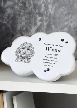 Personalised Memento Company Cockerpoo White Garden Memorial Cloud
