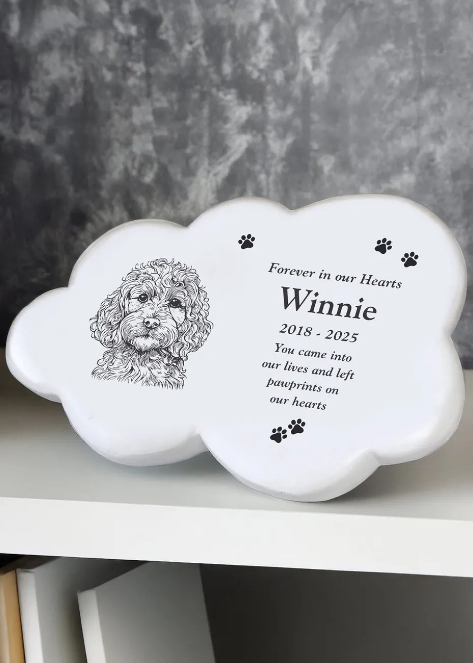 Personalised Memento Company Cockerpoo White Garden Memorial Cloud