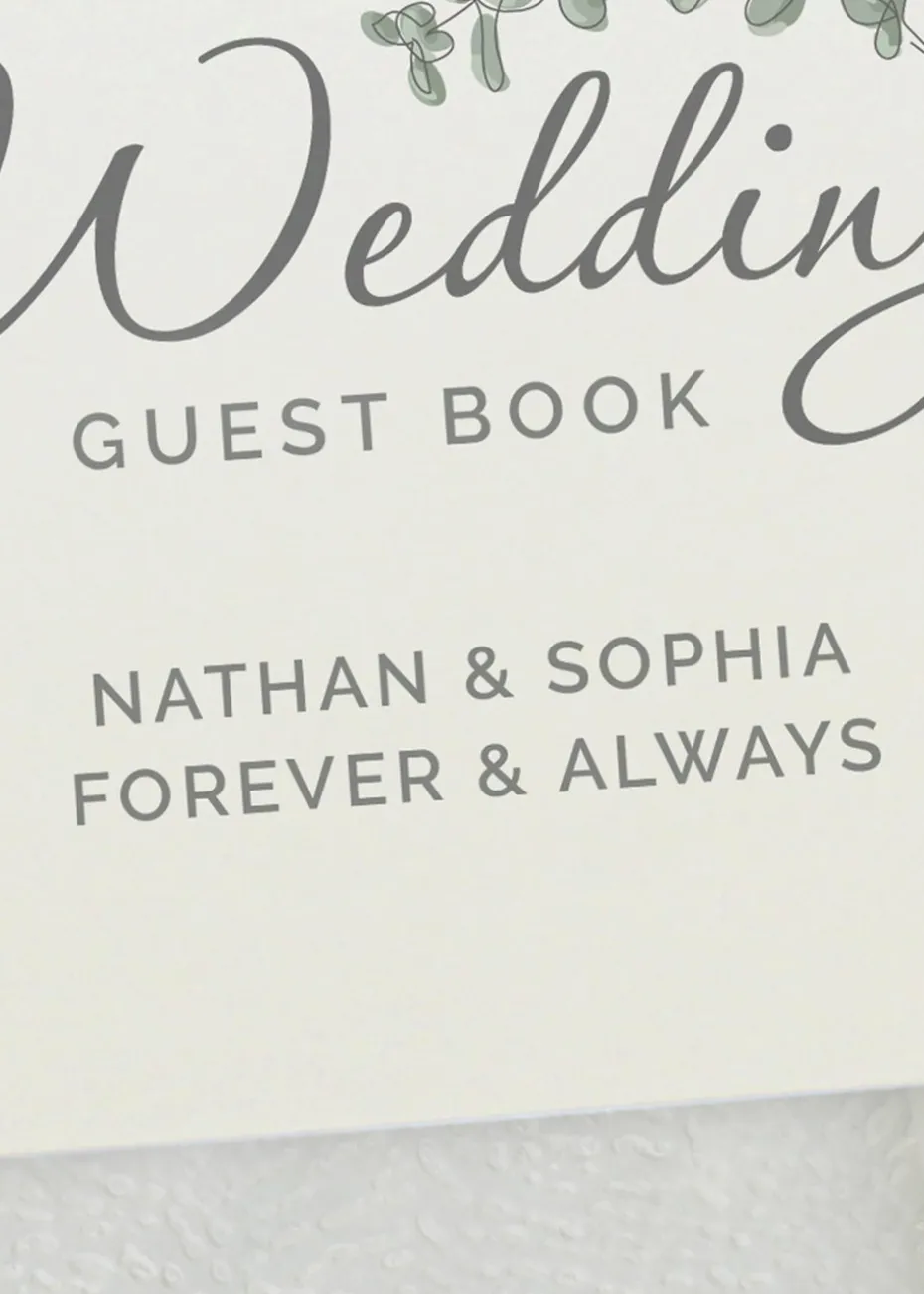 Personalised Memento Company Ivory Botanical Wedding Guest Book & Pen