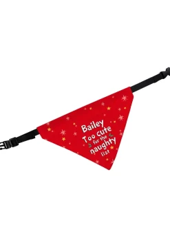 Personalised Memento Company Red 'Too cute for the naughty list' Dog Bandana