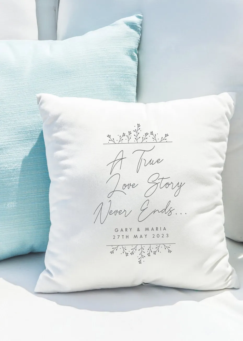 Personalised Memento Company True Love Story White Cushion & Insert