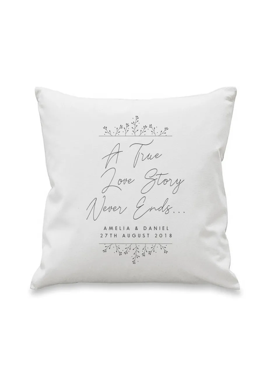 Personalised Memento Company True Love Story White Cushion & Insert