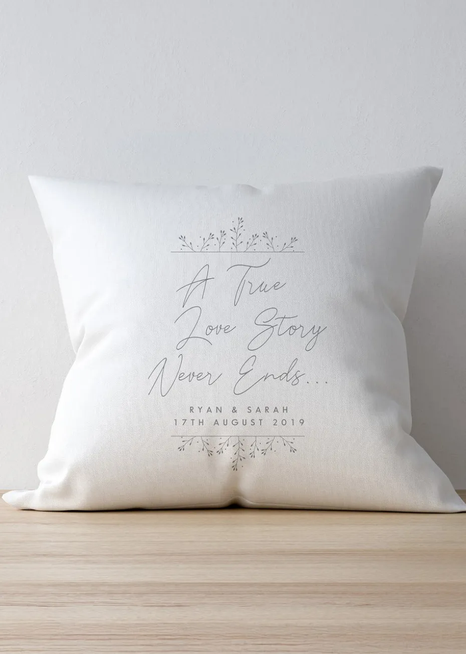 Personalised Memento Company True Love Story White Cushion & Insert