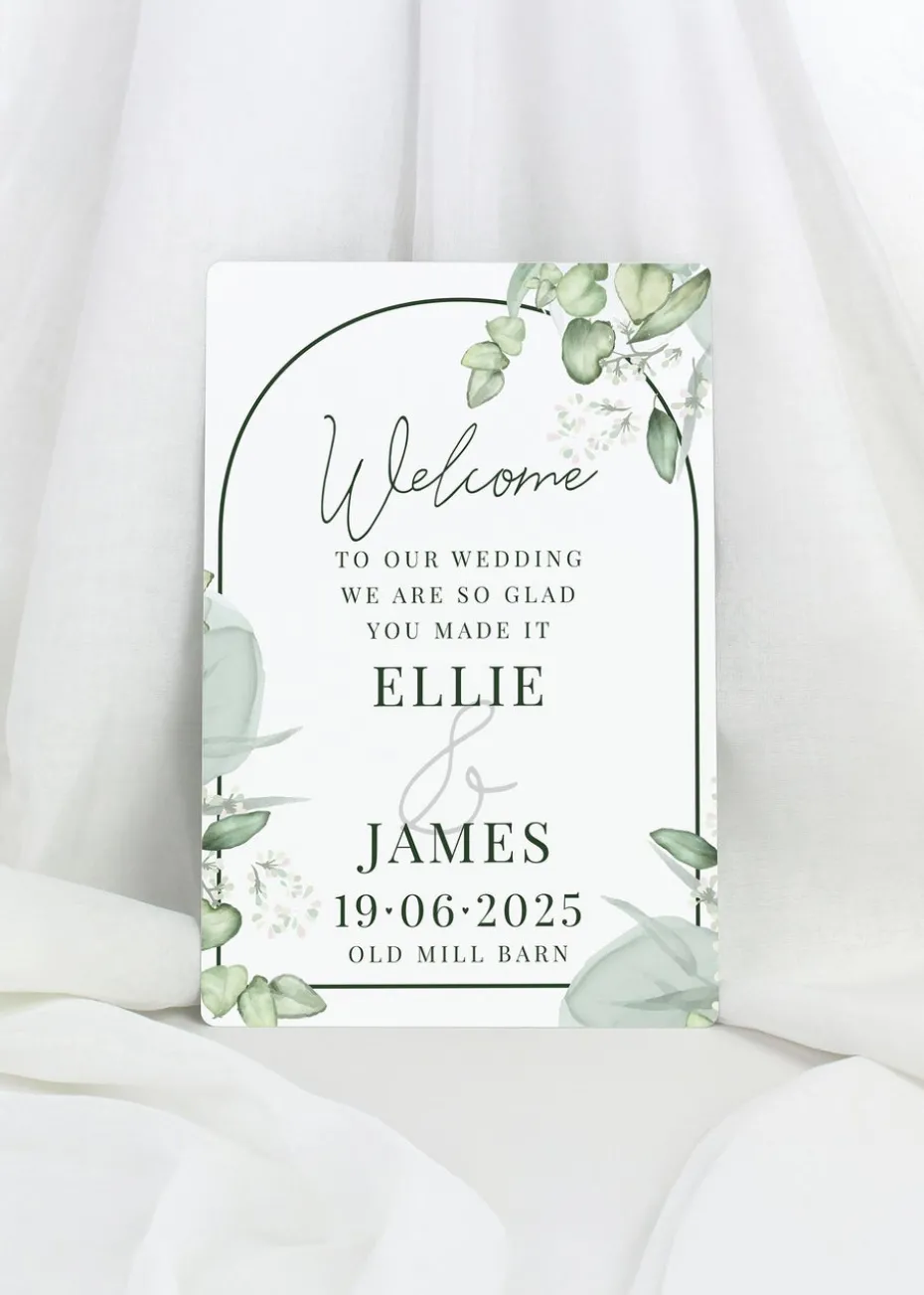 Personalised Memento Company Botanical Wedding White Metal Sign