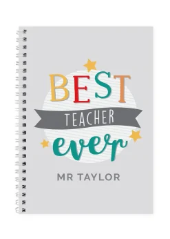 Personalised Memento Company White Best Teacher Ever A5 Notebook