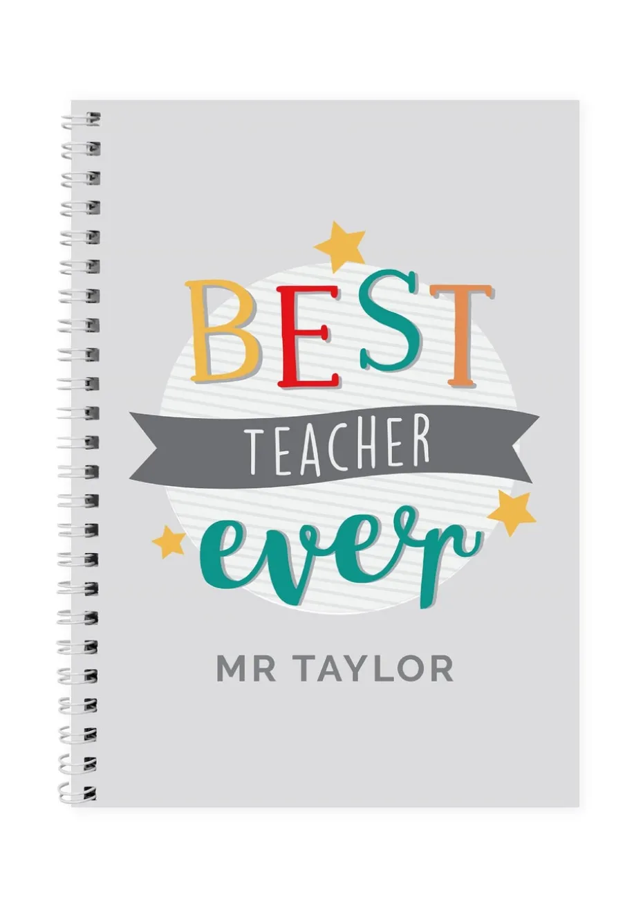 Personalised Memento Company White Best Teacher Ever A5 Notebook