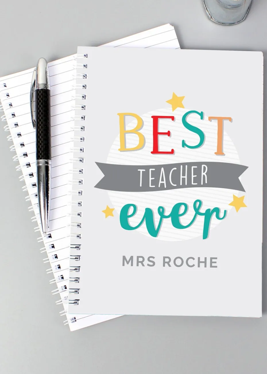 Personalised Memento Company White Best Teacher Ever A5 Notebook