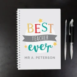 Personalised Memento Company White Best Teacher Ever A5 Notebook