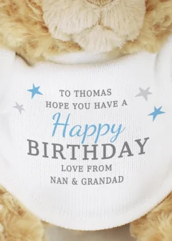 Personalised Memento Company Blue Name Teddy Bear