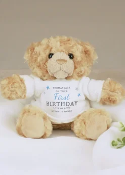 Personalised Memento Company Blue Name Teddy Bear