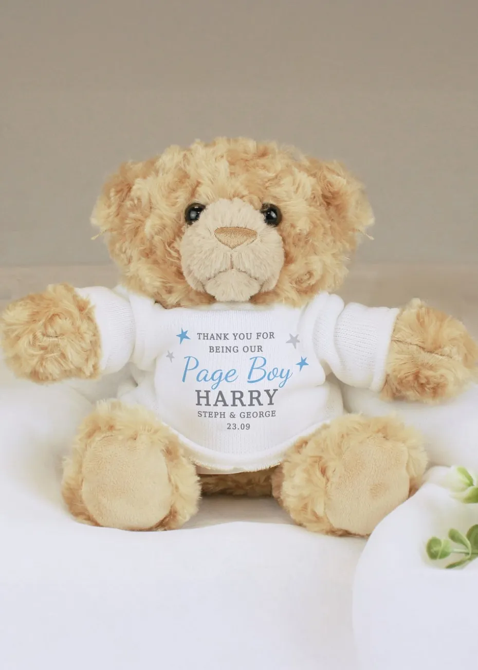 Personalised Memento Company Blue Name Teddy Bear