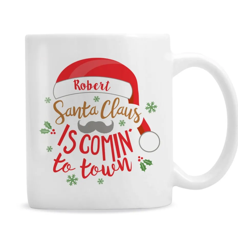 Personalised Memento Company White Santa Claus Is Comin To Town Mug