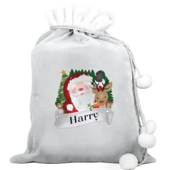 Personalised Memento Company Grey Christmas Santa Sack