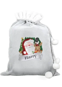 Personalised Memento Company Grey Christmas Santa Sack