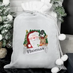 Personalised Memento Company Grey Christmas Santa Sack