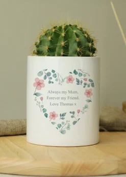 Personalised Memento Company Floral Heart White Ceramic Storage Pot