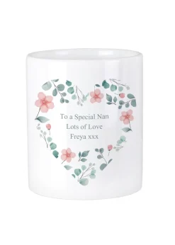Personalised Memento Company Floral Heart White Ceramic Storage Pot