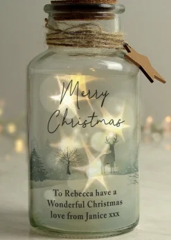 Personalised Memento Company Clear Merry Christmas LED Glass Jar