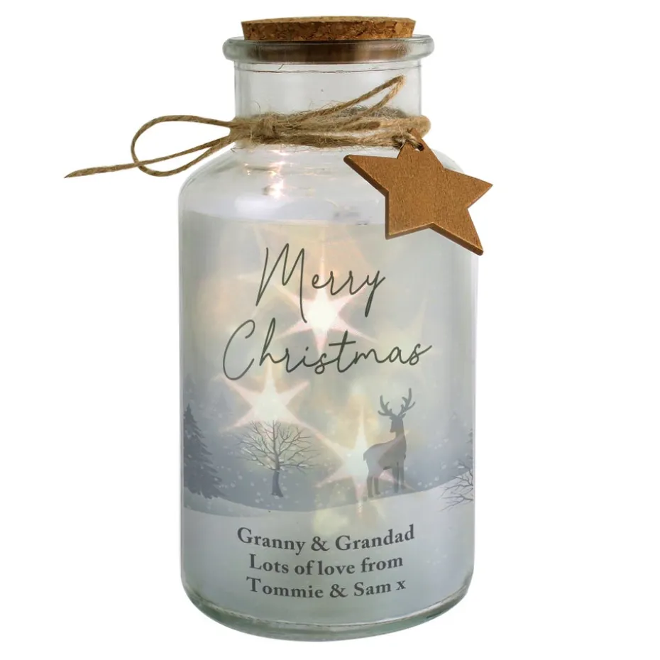 Personalised Memento Company Clear Merry Christmas LED Glass Jar