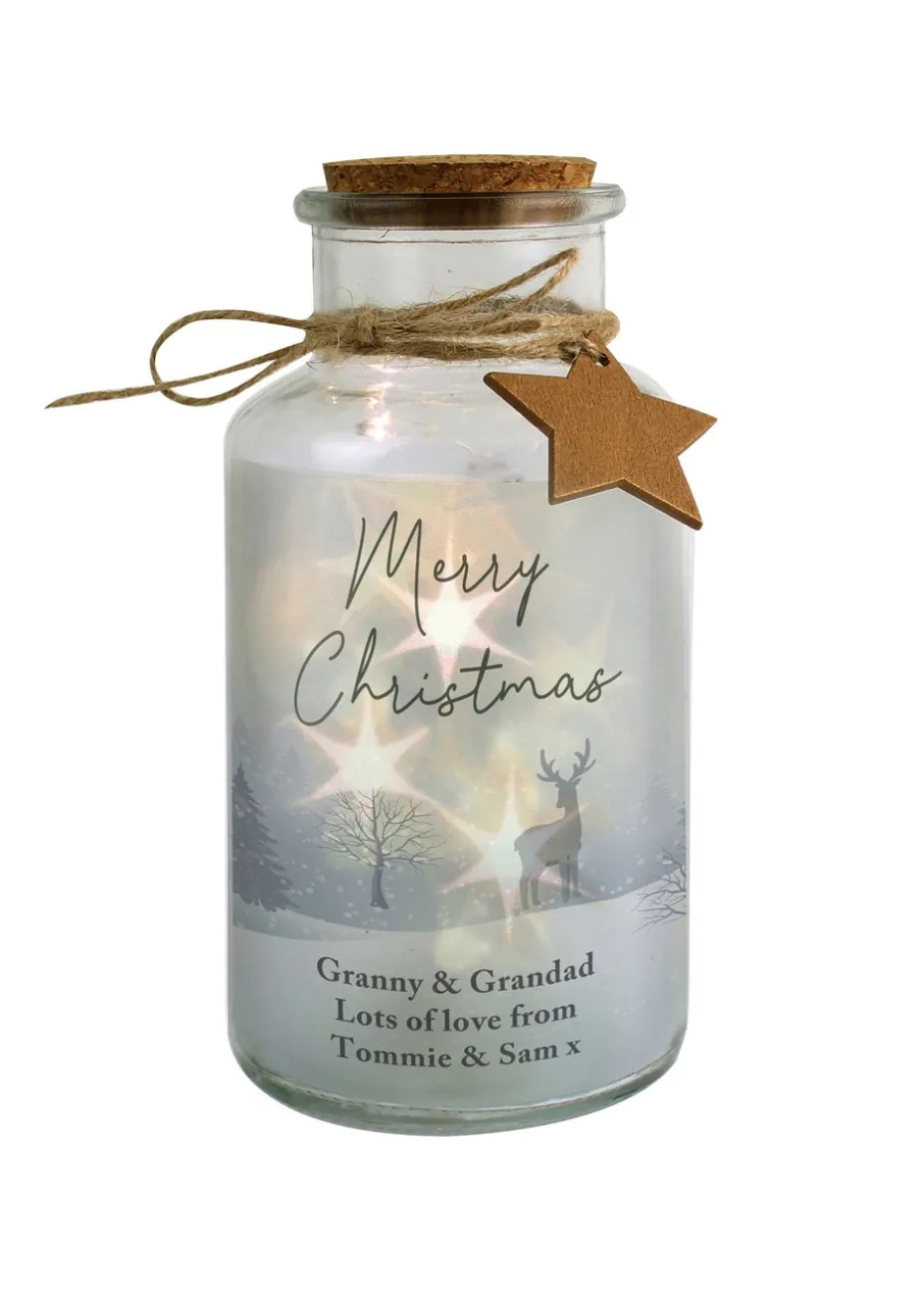 Personalised Memento Company Clear Merry Christmas LED Glass Jar