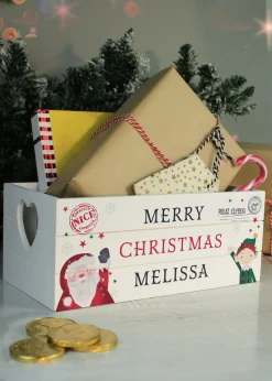 Personalised Memento Company White Wood Christmas Crate