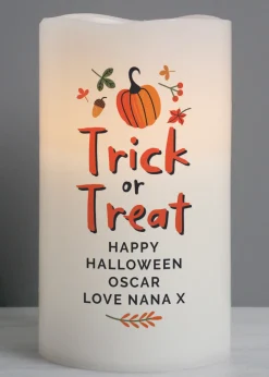 Personalised Memento Company Beige Trick or Treat LED Candle