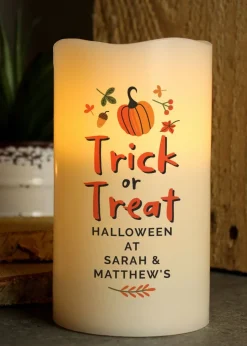 Personalised Memento Company Beige Trick or Treat LED Candle