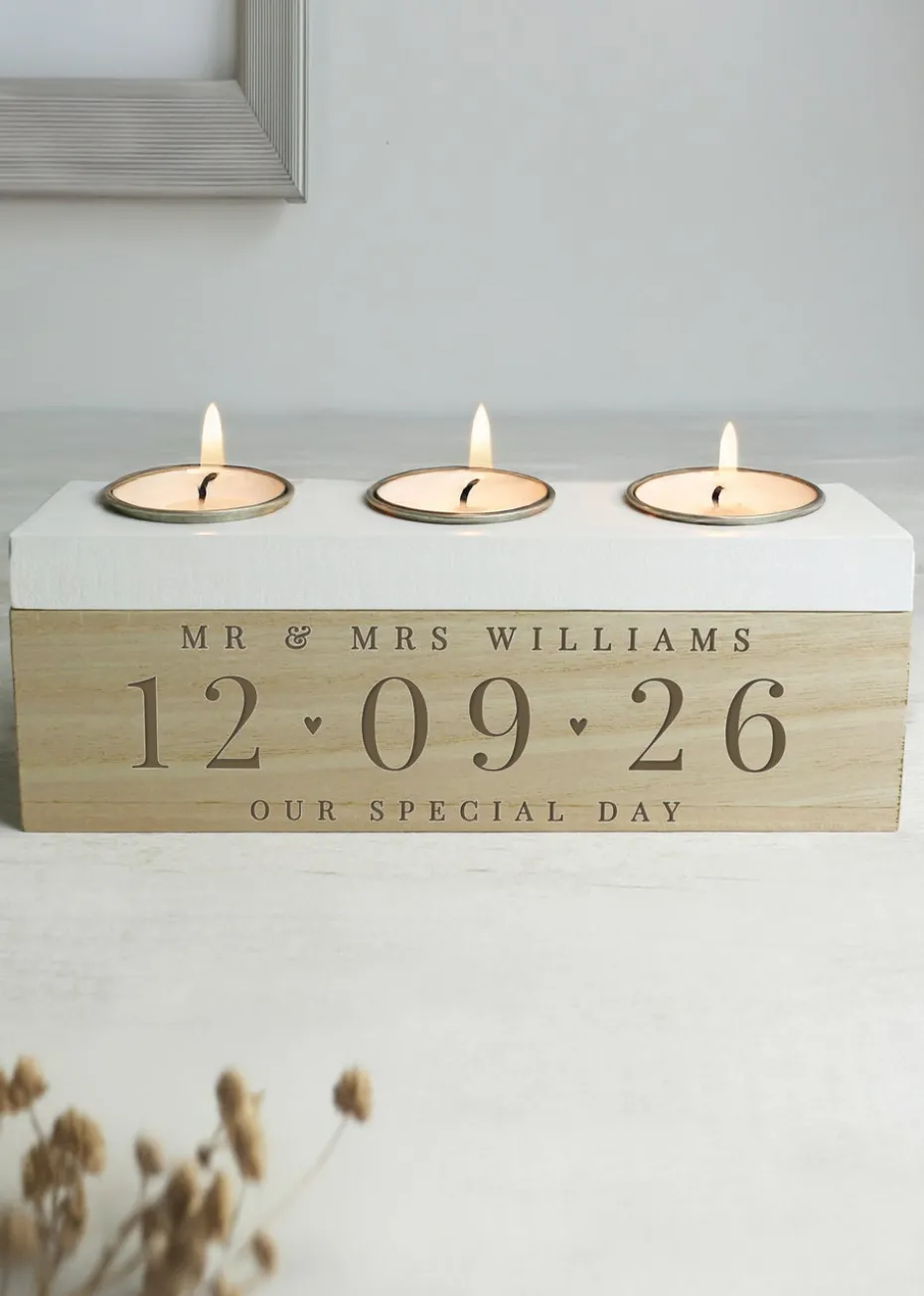 Personalised Memento Company Special Date Triple Tea Light Box