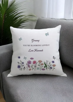 Personalised Memento Company Wildflower White Cushion & Insert