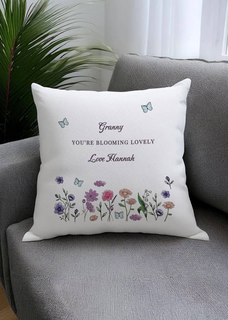 Personalised Memento Company Wildflower White Cushion & Insert