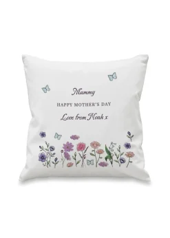 Personalised Memento Company Wildflower White Cushion & Insert