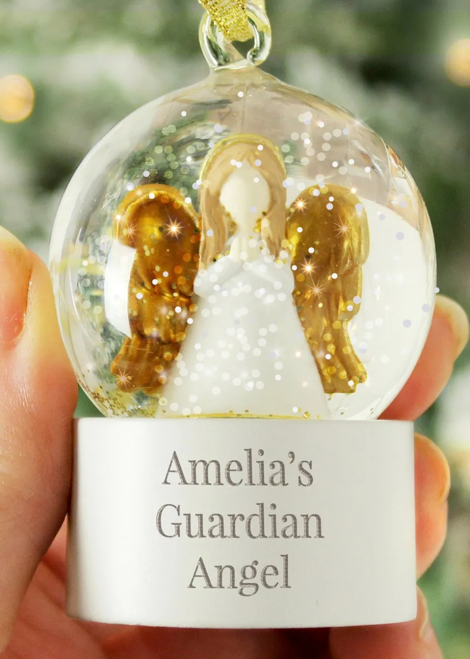 Personalised Memento Company White Angel Message Glitter Snow Globe