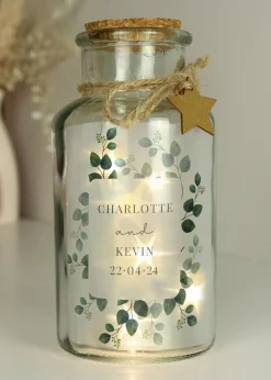 Personalised Memento Company Clear Botanical LED Glass Jar