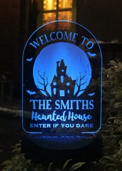 Personalised Memento Company Black Haunted House Halloween Solar Light