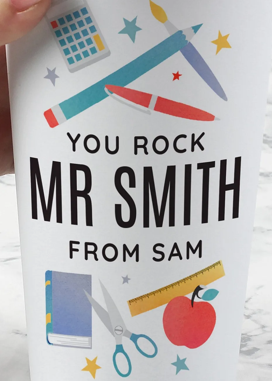 Personalised Memento Company White Teachers Insulated Reusable Eco Travel Cup