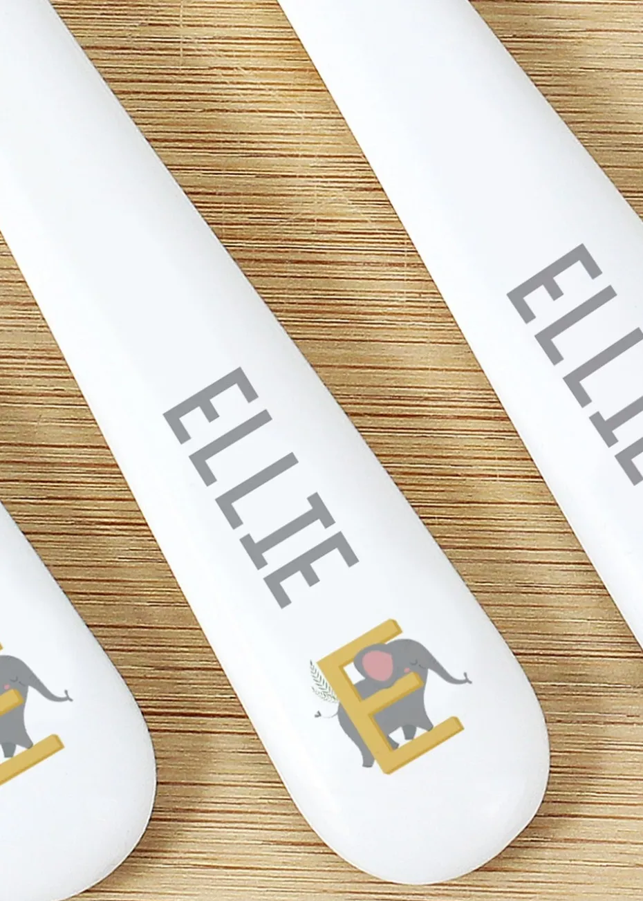 Personalised Memento Company White Animal Alphabet Plastic Cutlery