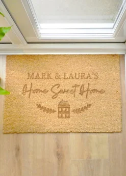 Personalised Memento Company Home Sweet Home Rectangle Brown Indoor mat