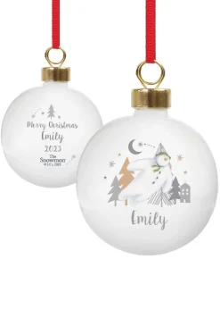Personalised Memento Company White The Snowman Magical Adventure Bauble