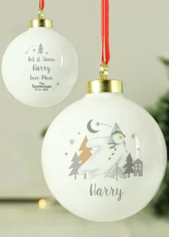 Personalised Memento Company White The Snowman Magical Adventure Bauble