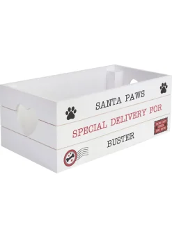 Personalised Memento Company White Wood Santa Paws Crate