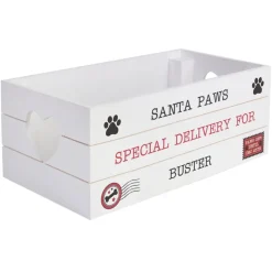 Personalised Memento Company White Wood Santa Paws Crate