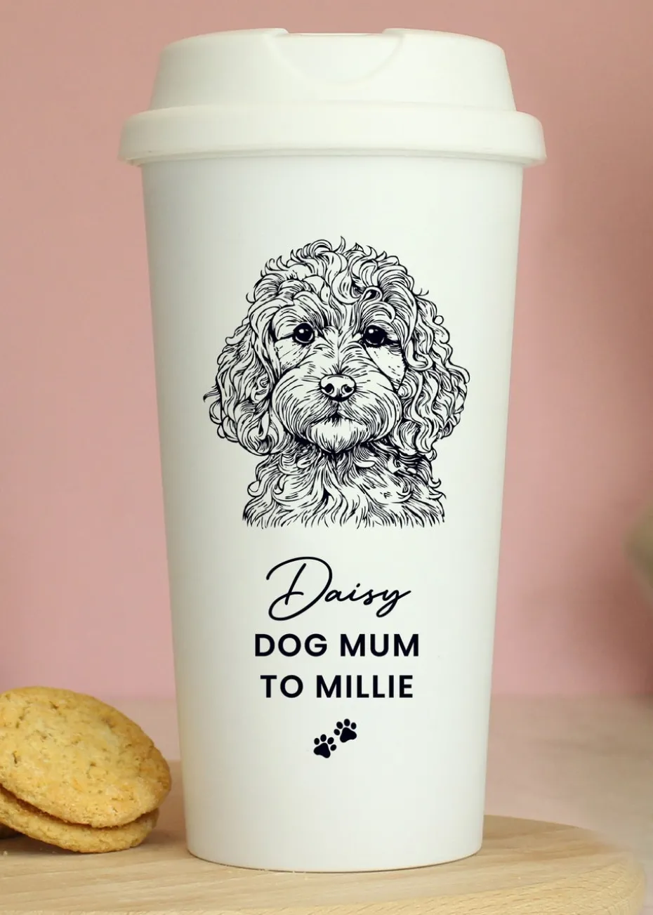 Personalised Memento Company Cockapoo White Travel Cup