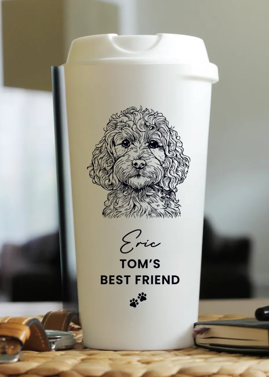 Personalised Memento Company Cockapoo White Travel Cup