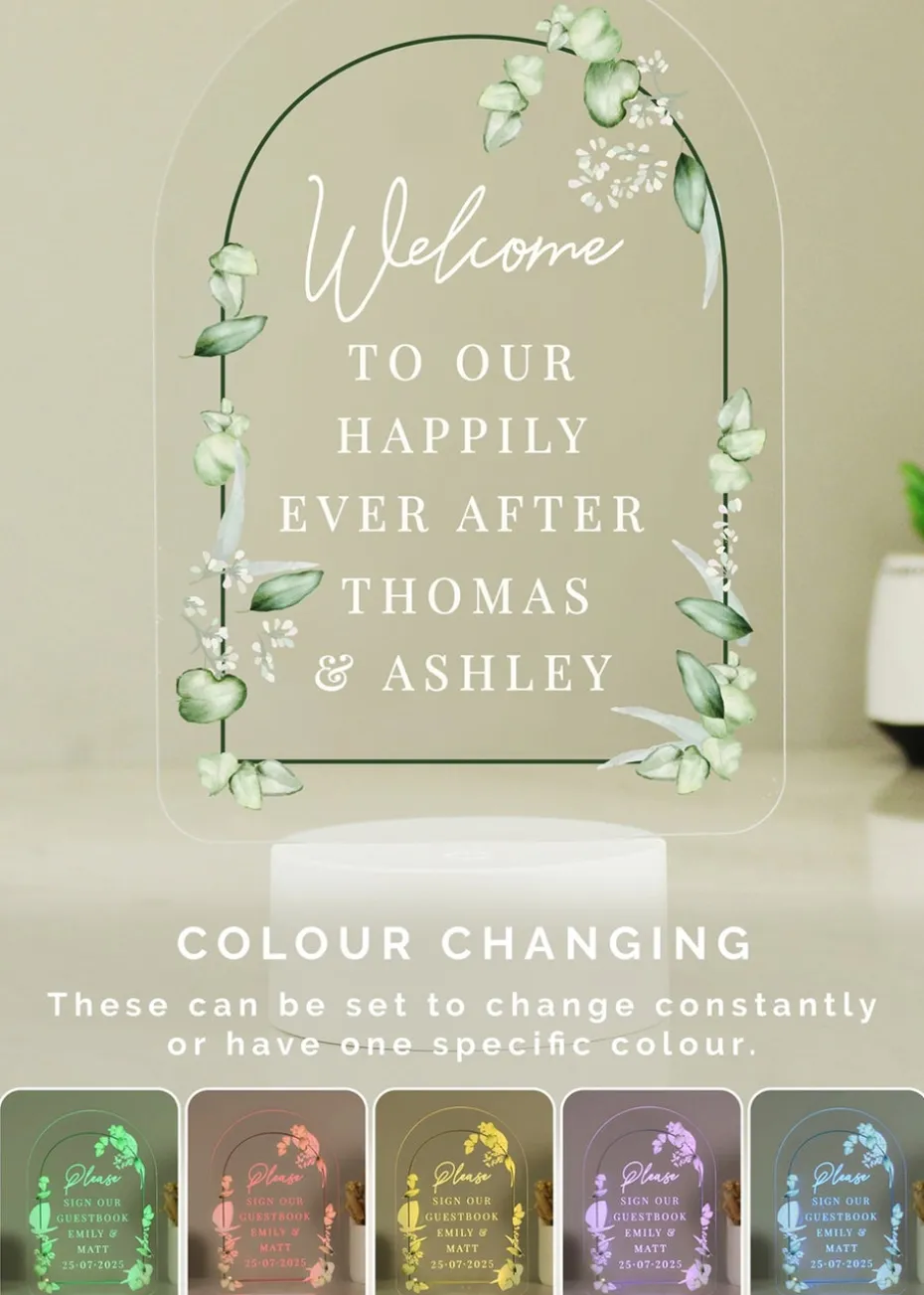 Personalised Memento Company Botanical LED Colour Changing Wedding Sign
