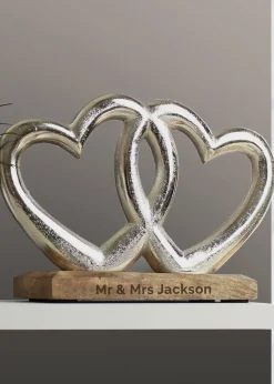 Personalised Memento Company Wood Double Heart Ornament